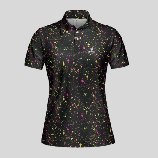 Neon Paint Splatter Golf Polo For Women