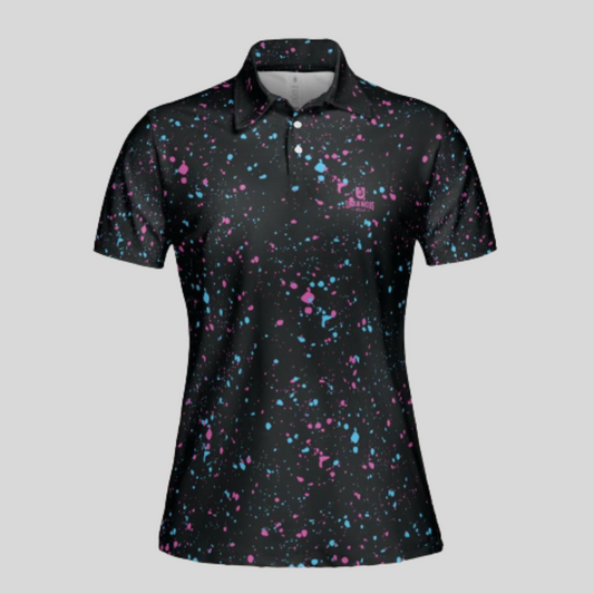 cyan-flamingo golf shirt polo for women