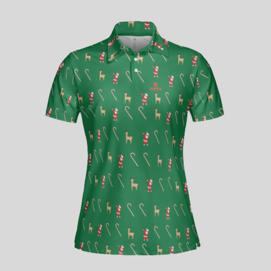 Dabbing Santa Christmas Golf Polo Shirt for Women