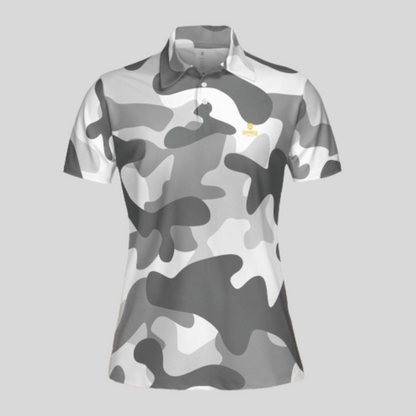 Grey Camo Golf Polo Shirt For Ladies