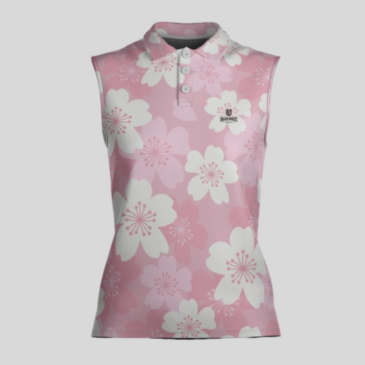 Japanese Cherry sleeveless golf polo shirt