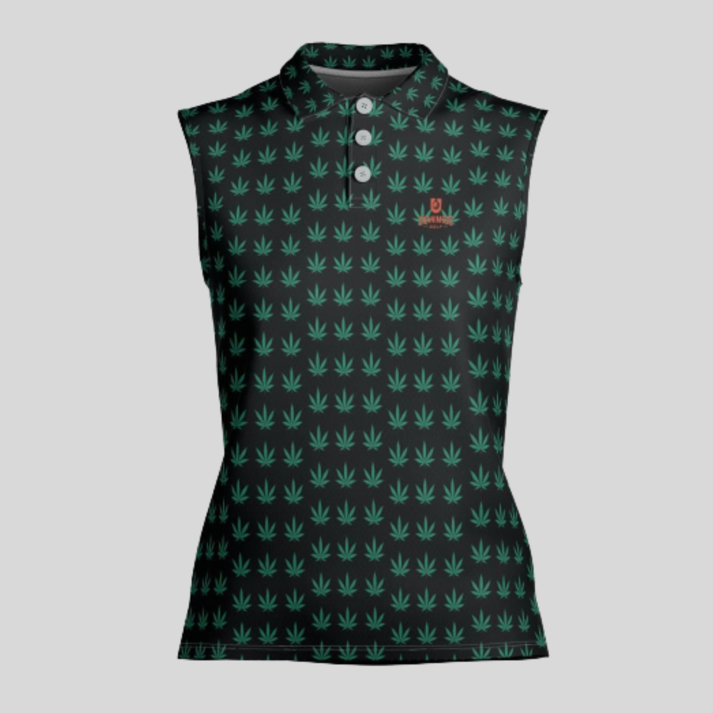 Cannabis sleeveless Ladies golf polo