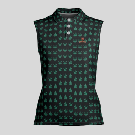 Cannabis sleeveless Ladies golf polo