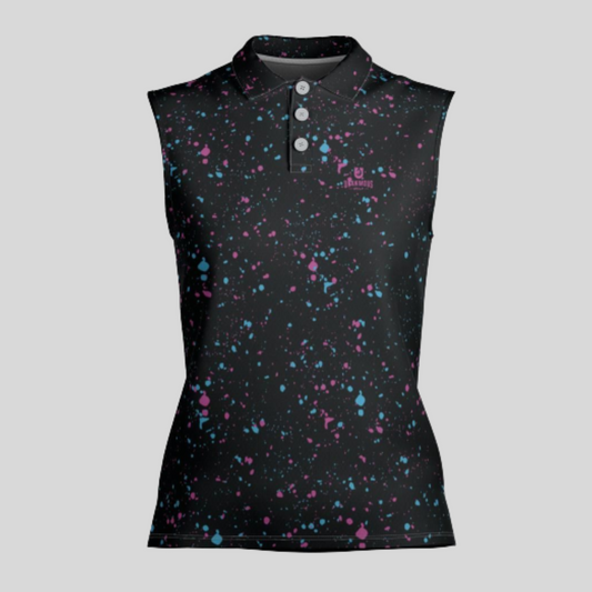 cyan-flamingo women's sleeveless golf polo shirt