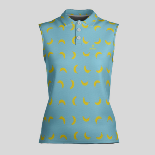 Going bananas sleeveless golf polo shirt for women