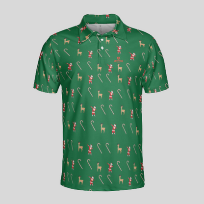 dabbing Santa Christmas golf polo shirt for Men