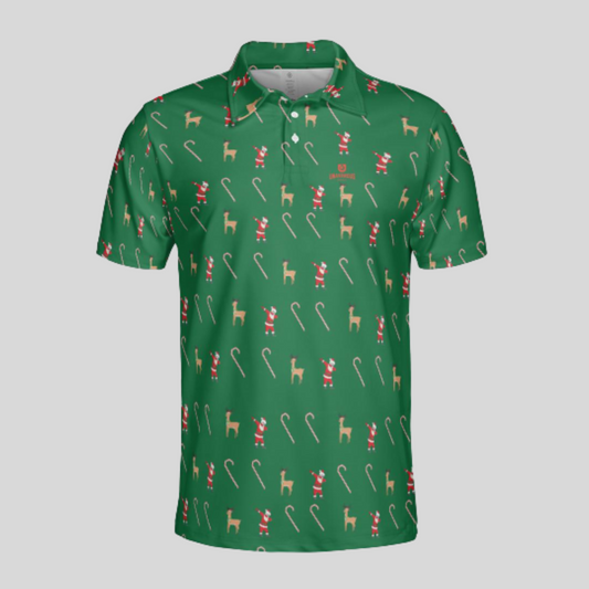 dabbing Santa Christmas golf polo shirt for Men