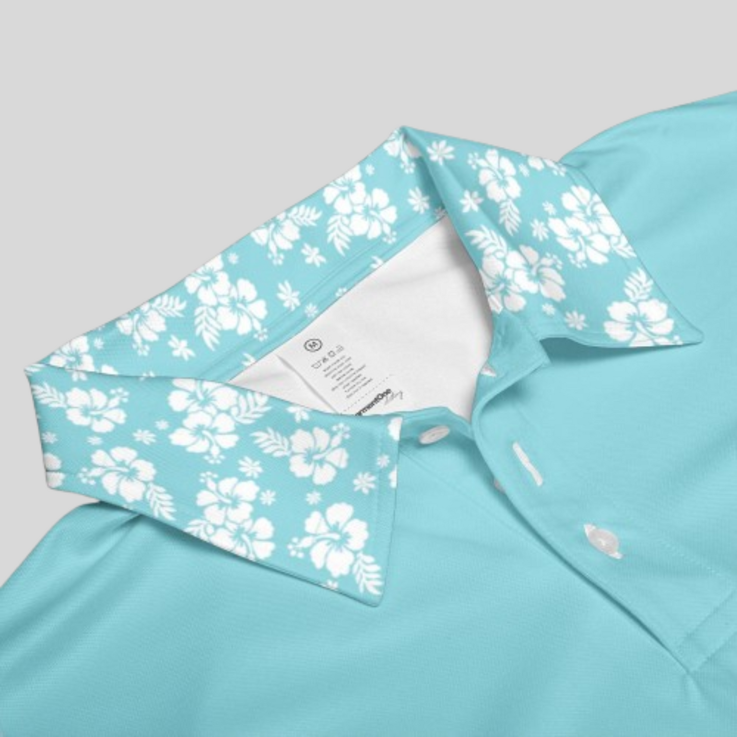 Hibiscus-Turquoise Golf Polo For Men