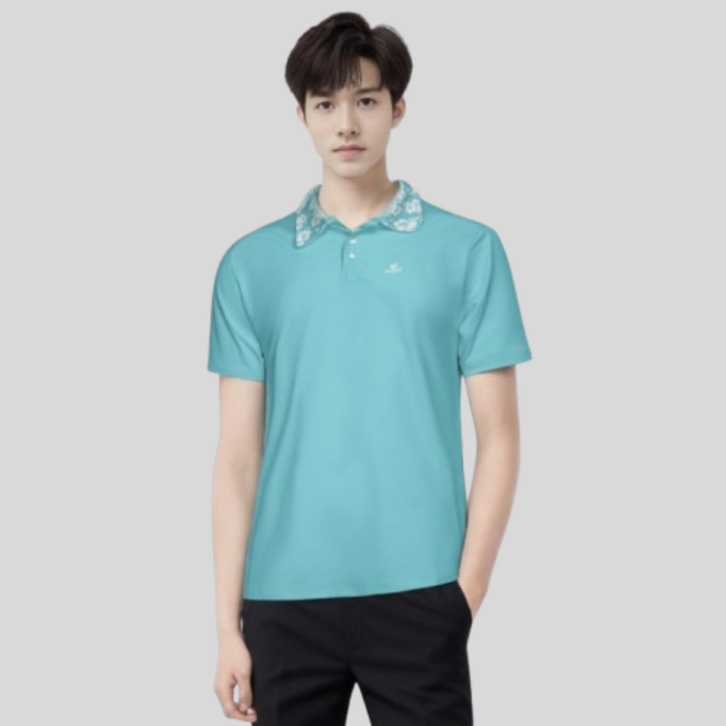 Hibiscus-Turquoise Golf Polo For Men