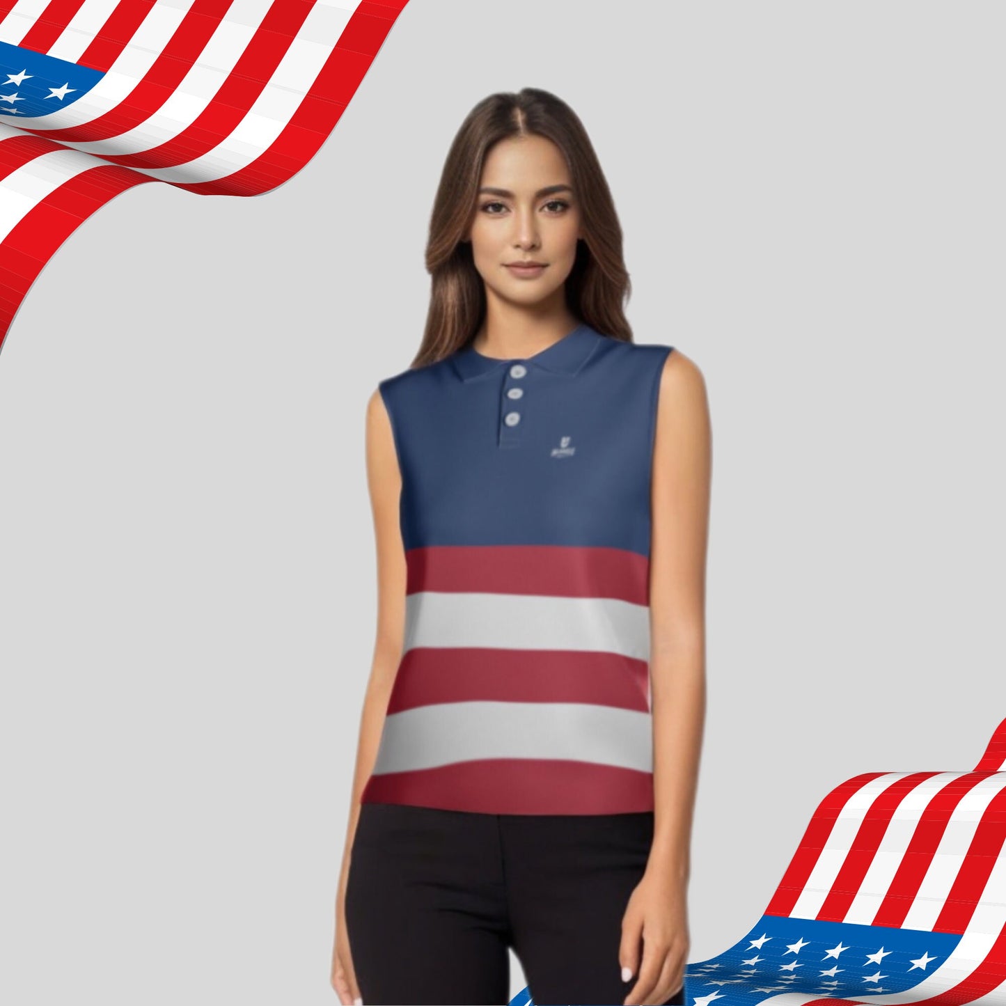 The Red White and Blue Sleeveless Golf Shirt