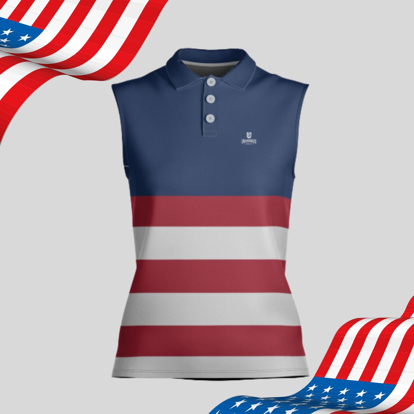 The Red White and Blue Sleeveless Golf Shirt