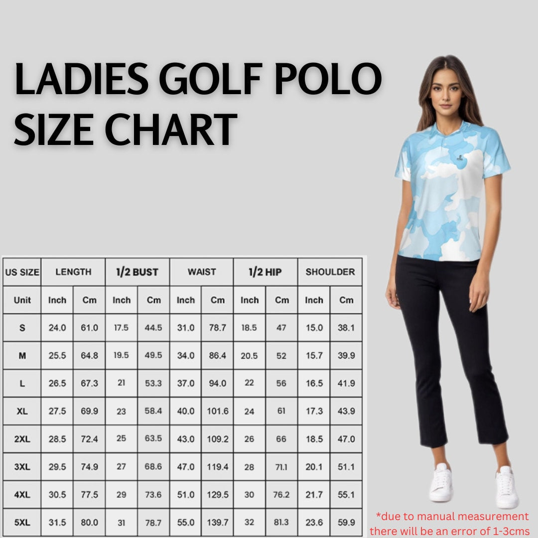 Blue Camo Golf Polo Shirt For Women