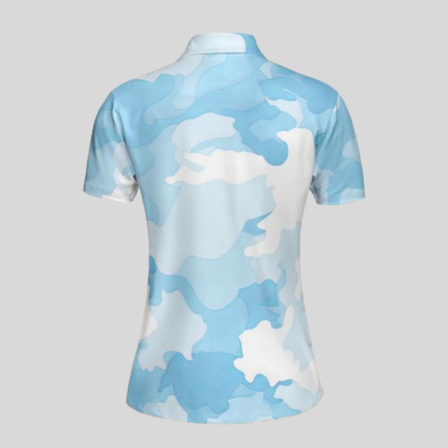 Blue Camo Golf Polo Shirt For Women