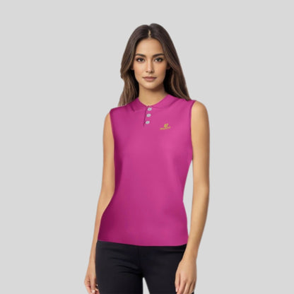 Neon Pink/chartreuse Sleevless golf polo shirt For women