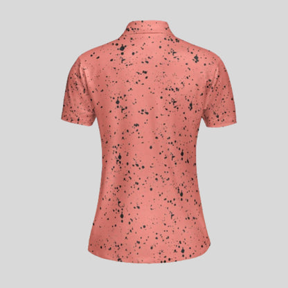 Salmon/Black Paint Splatter golf polo shirt for women