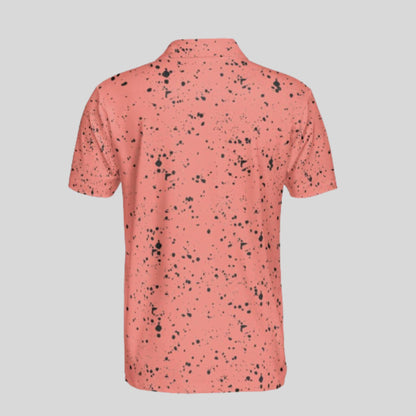 Salmon/black Paint splatter golf polo shirt for men