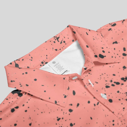 Salmon/black Paint splatter golf polo shirt for men