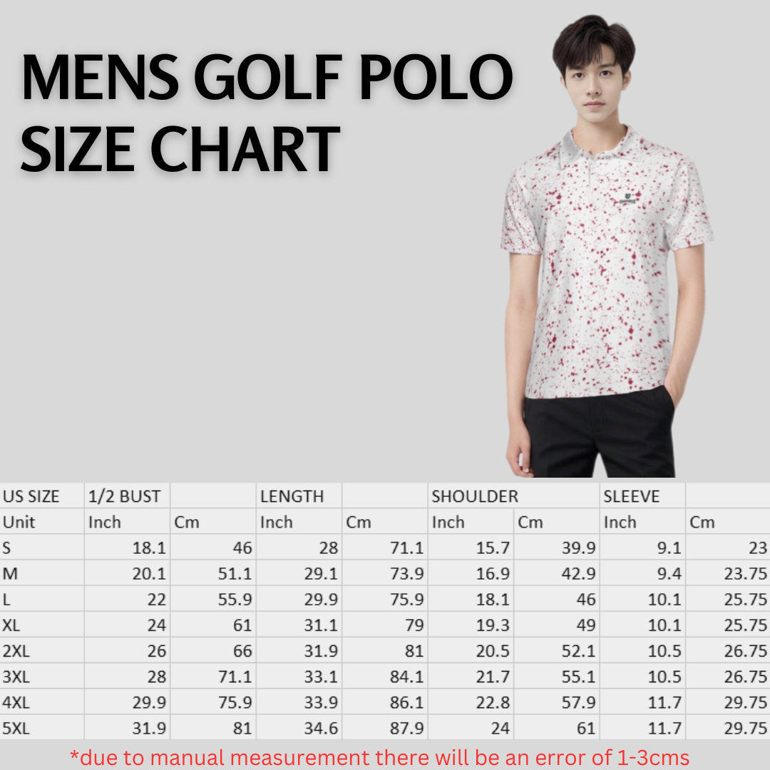 crimson paint splatter golf polo for men