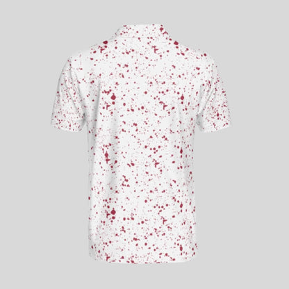 crimson paint splatter golf polo for men