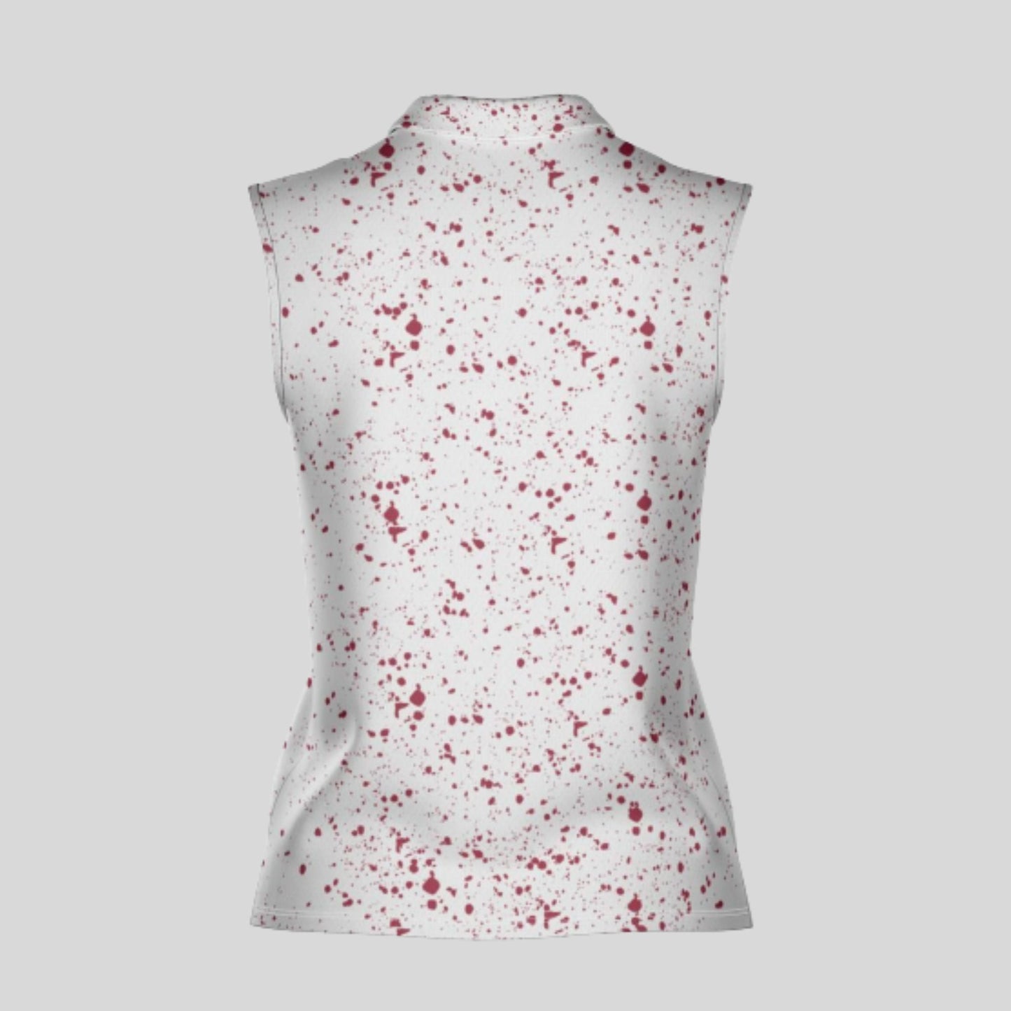 Crimson Paint Splatter Sleeveless golf polo shirt for women