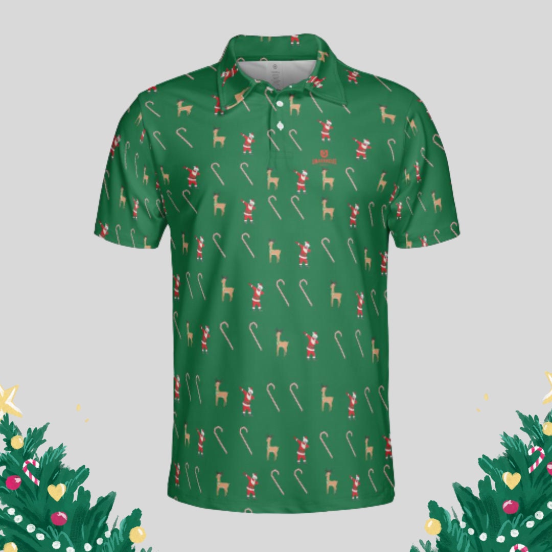 dabbing Santa Christmas golf polo shirt for Men