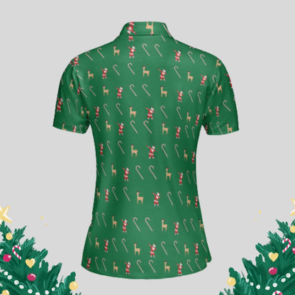 Dabbing Santa Christmas Golf Polo Shirt for Women