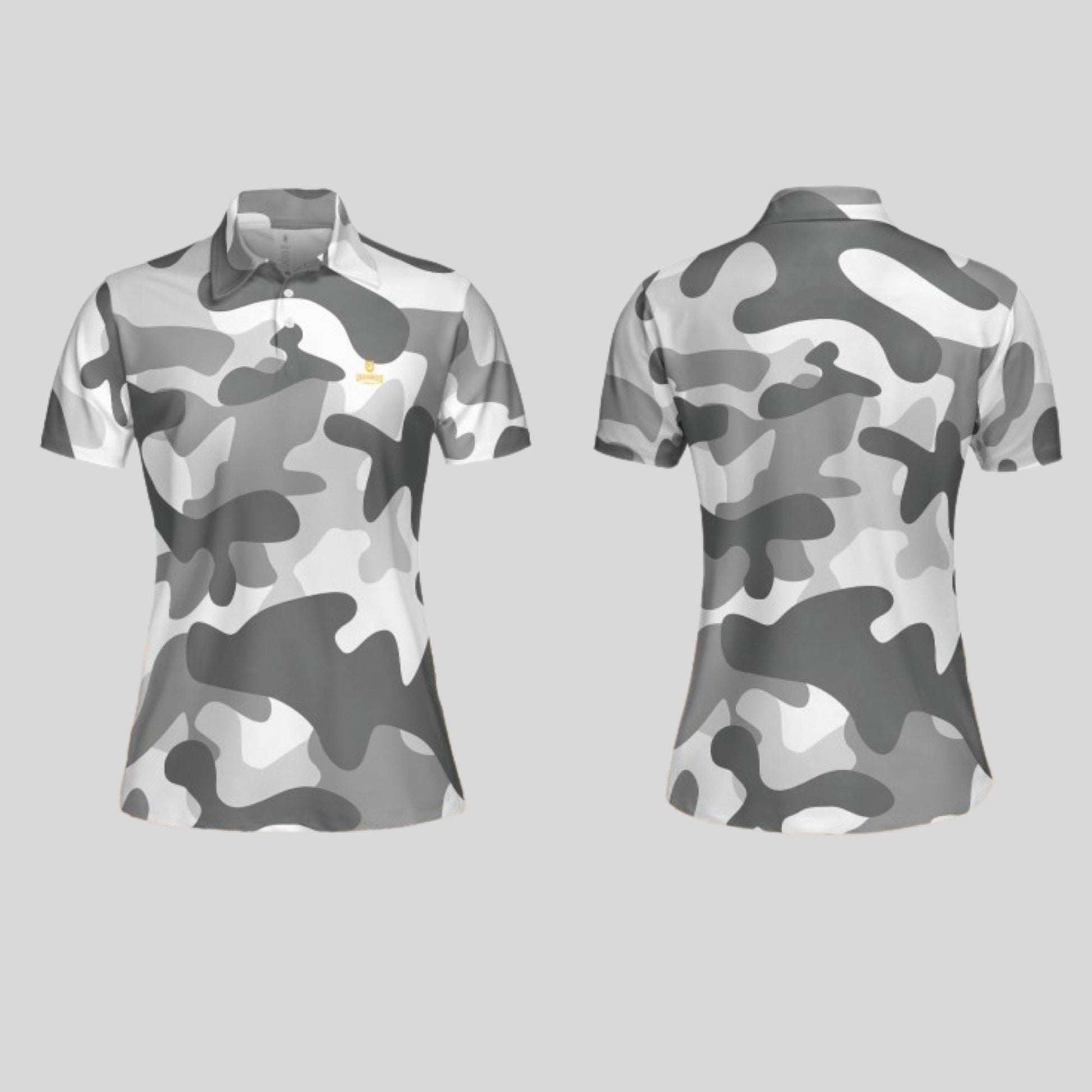 Grey Camo Golf Polo Shirt For Ladies