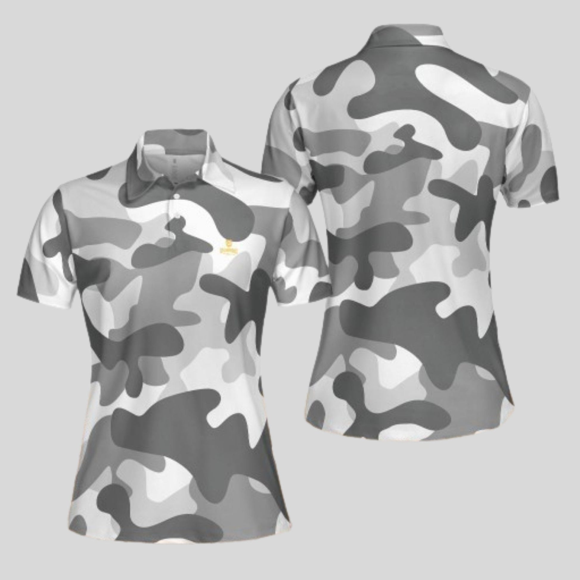 Grey Camo Golf Polo Shirt For Ladies