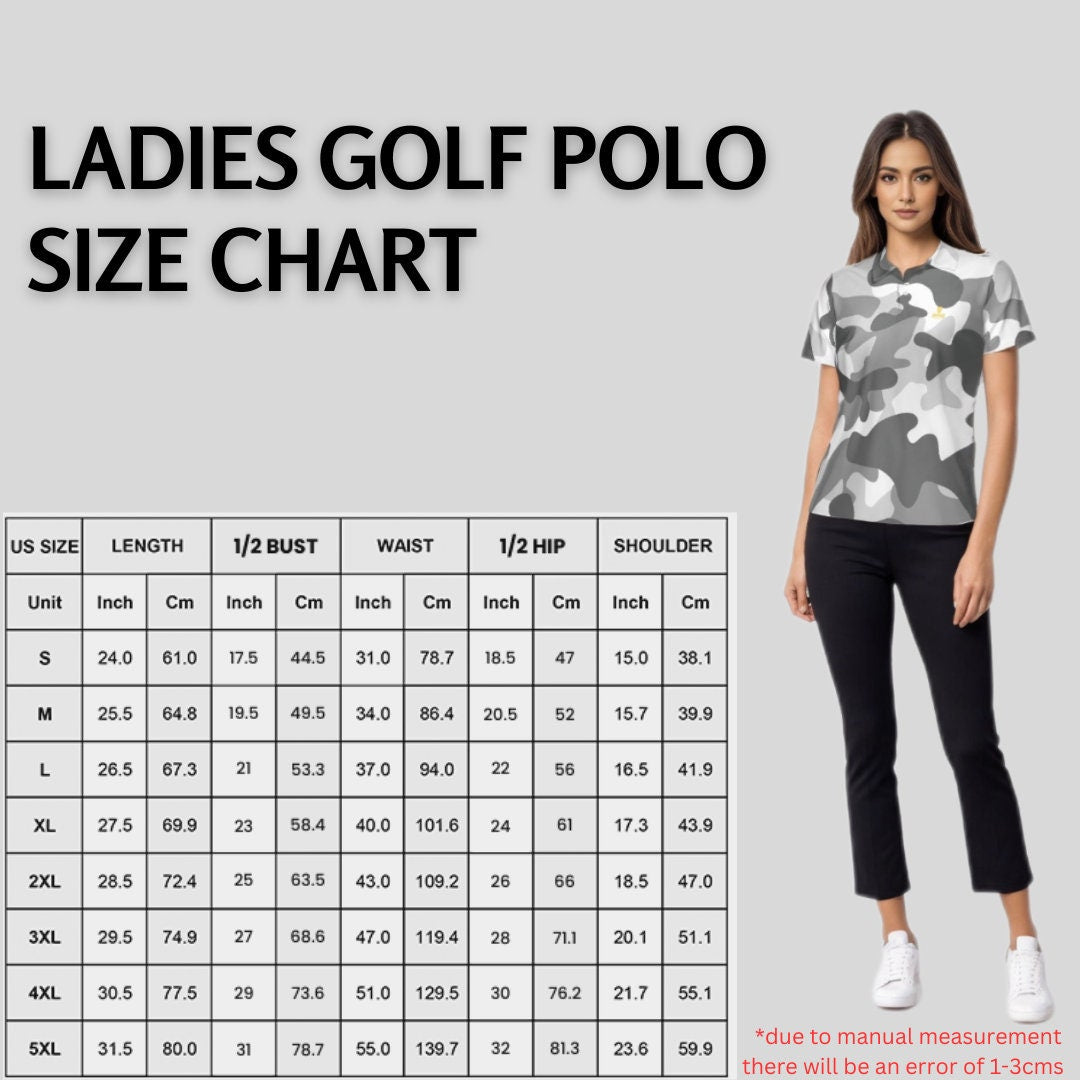 Grey Camo Golf Polo Shirt For Ladies