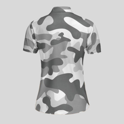 Grey Camo Golf Polo Shirt For Ladies