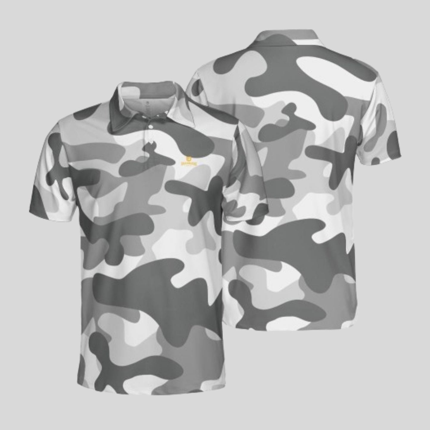 Grey Camo Golf Polo Shirt For Men