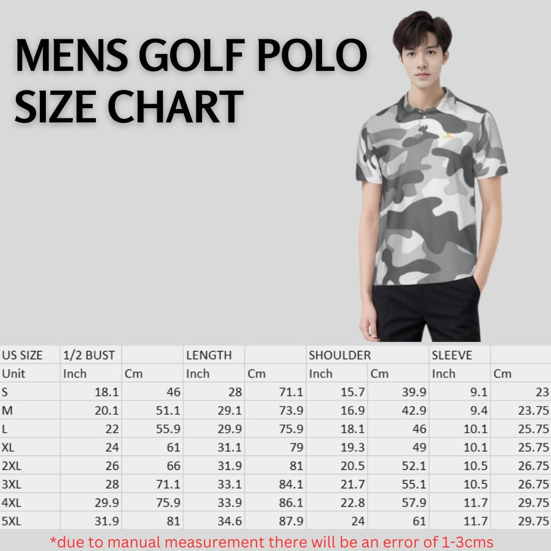 Grey Camo Golf Polo Shirt For Men