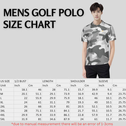 Grey Camo Golf Polo Shirt For Men