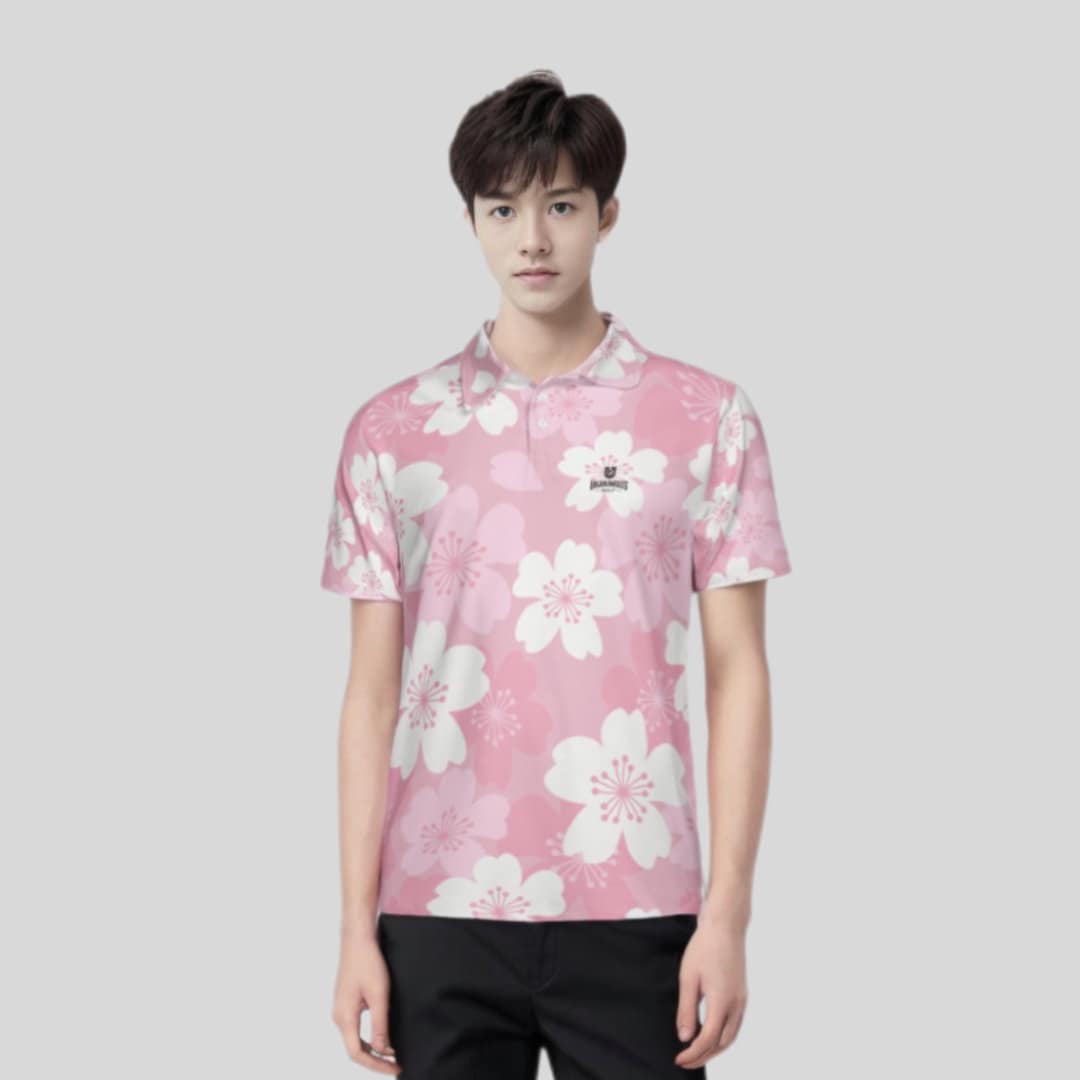 Japanese cherry golf polo shirt