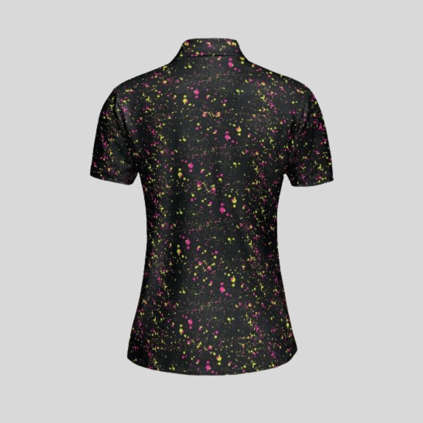 Neon Paint Splatter Golf Polo For Women