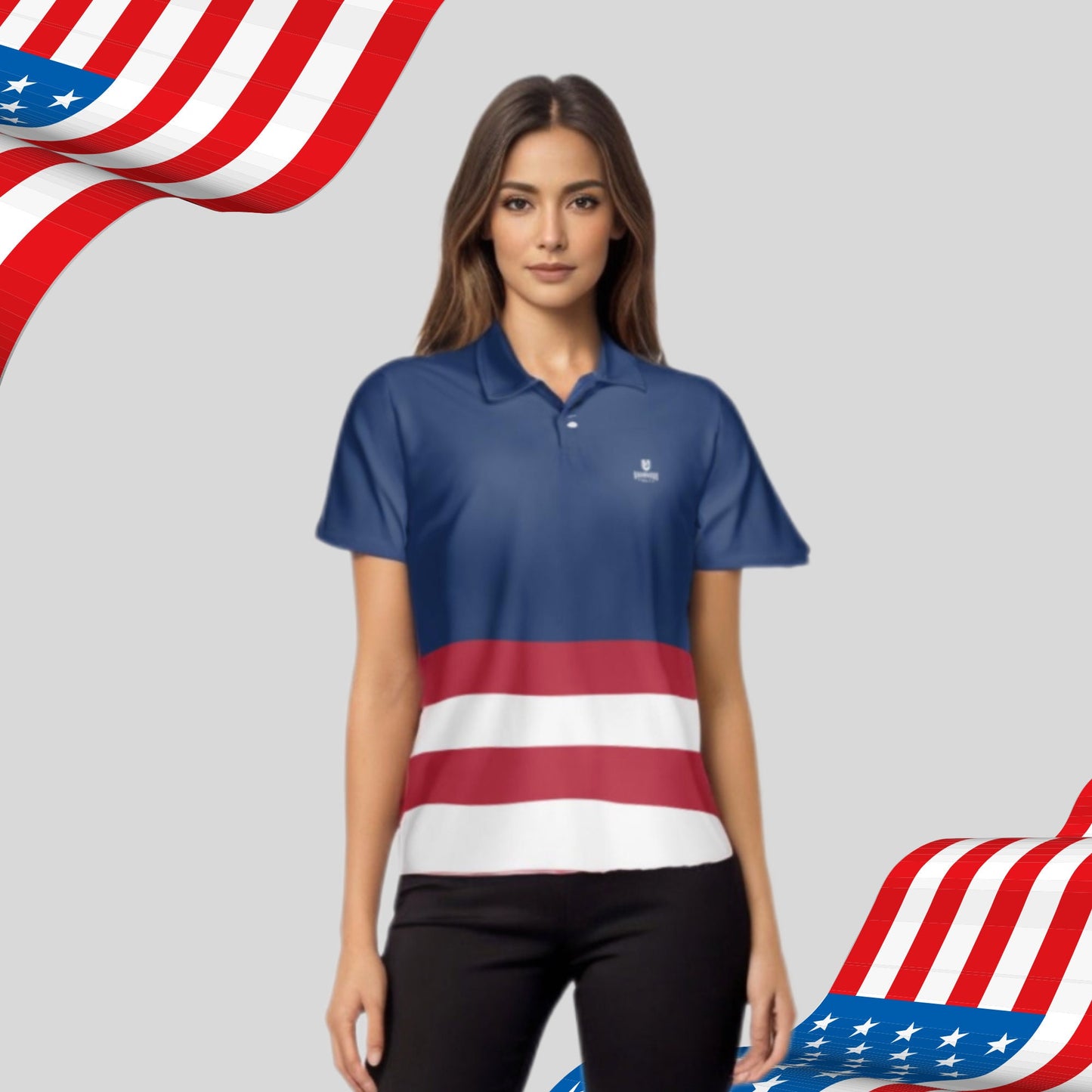 The Red White and Blue Ladies Golf Polo