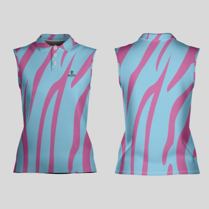 tiger strip women's sleeveless golf polo