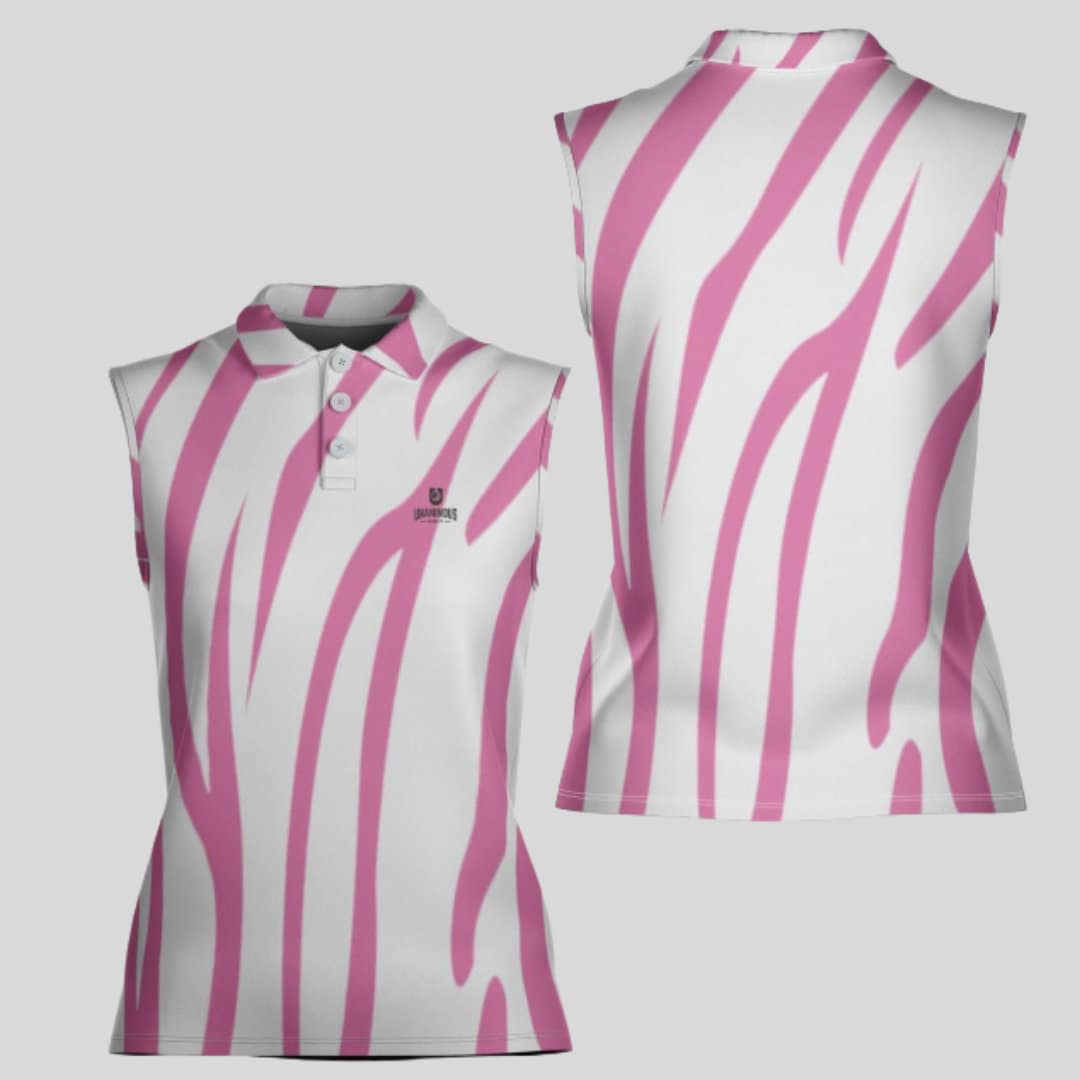 tiger strip women's sleeveless golf polo