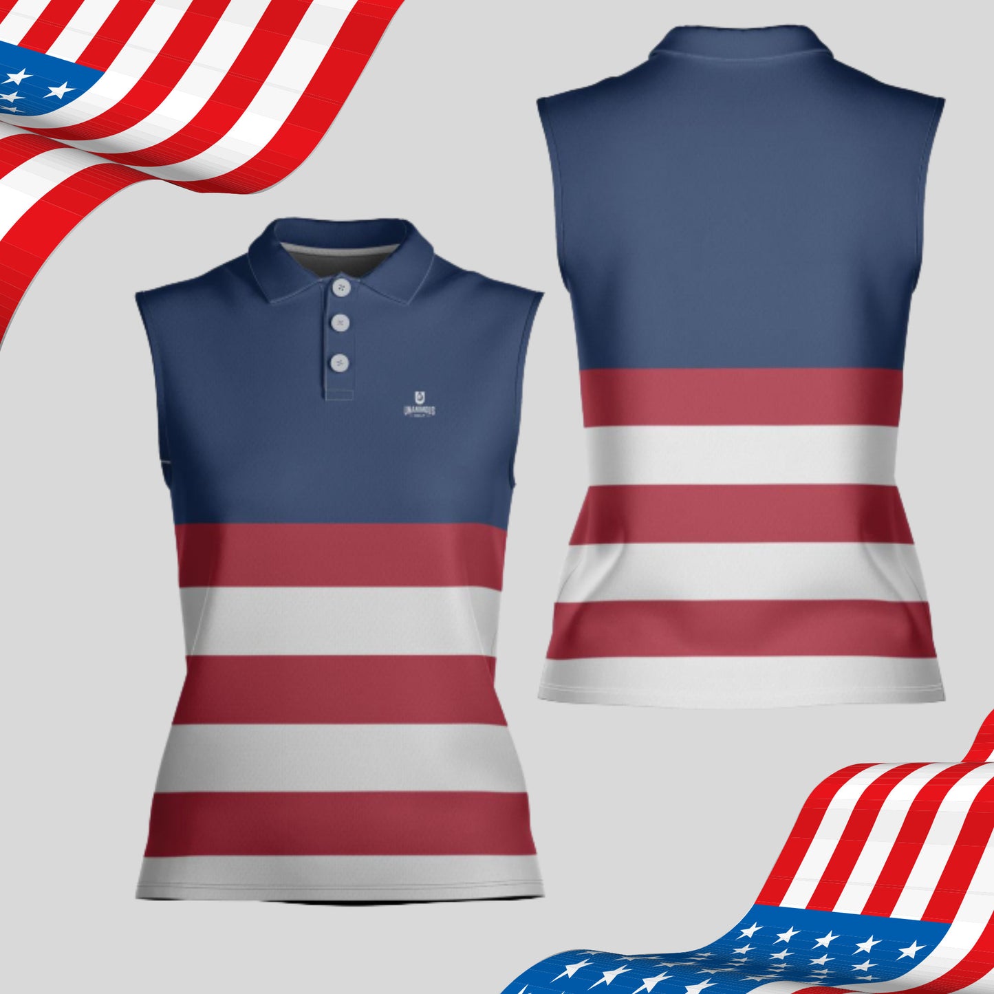 The Red White and Blue Sleeveless Golf Shirt