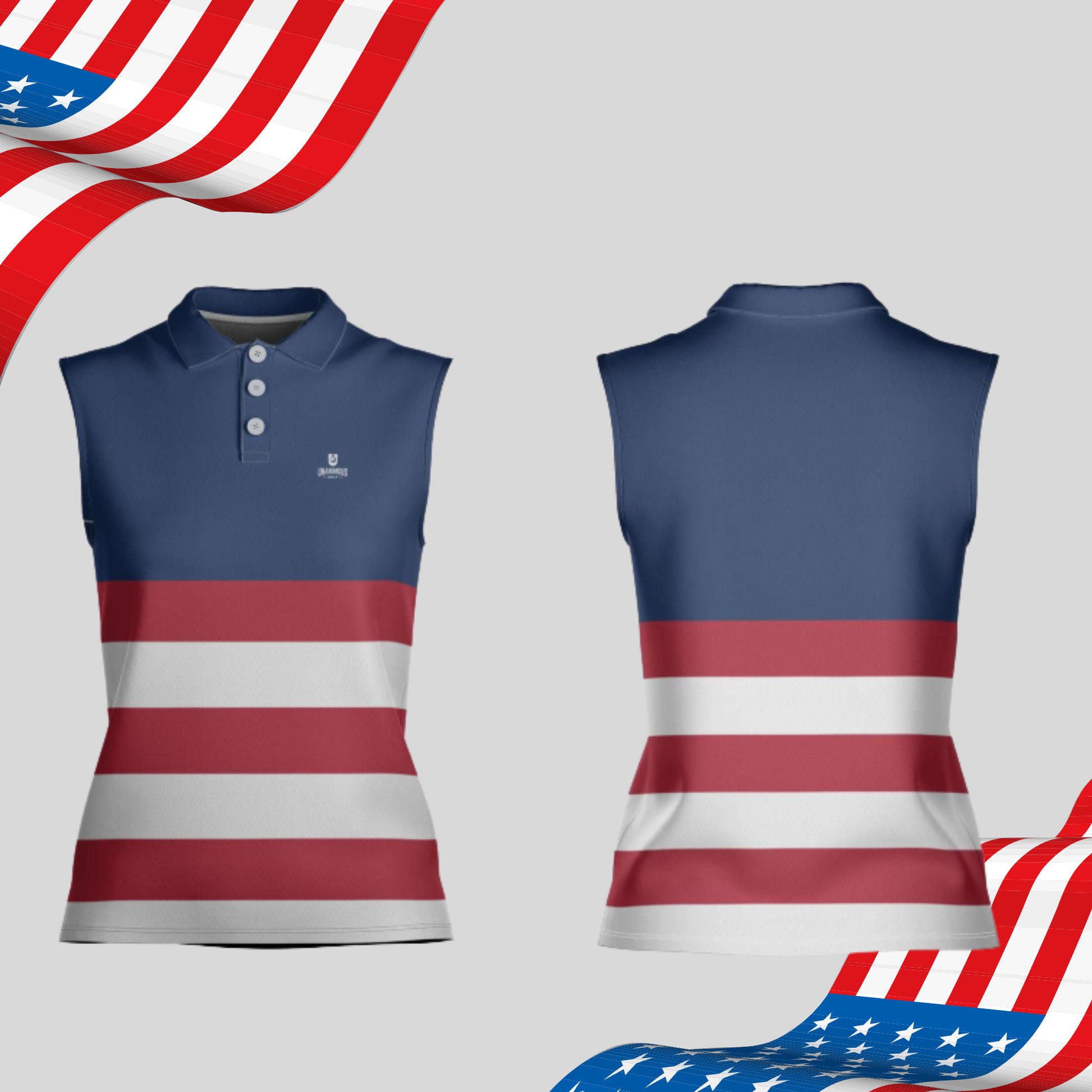 The Red White and Blue Sleeveless Golf Shirt