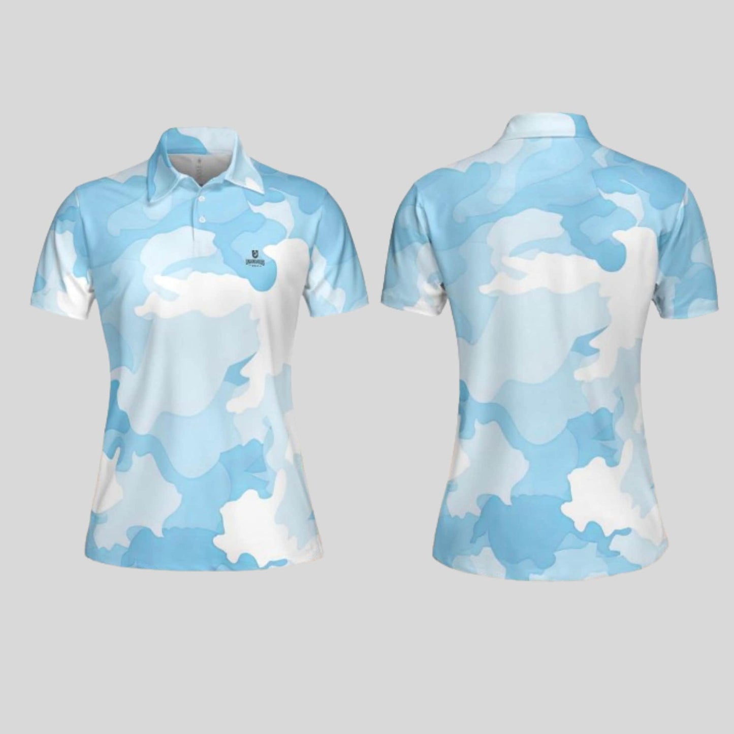 Blue Camo Golf Polo Shirt For Women