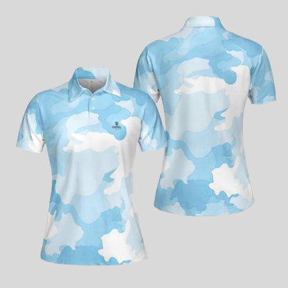 Blue Camo Golf Polo Shirt For Women