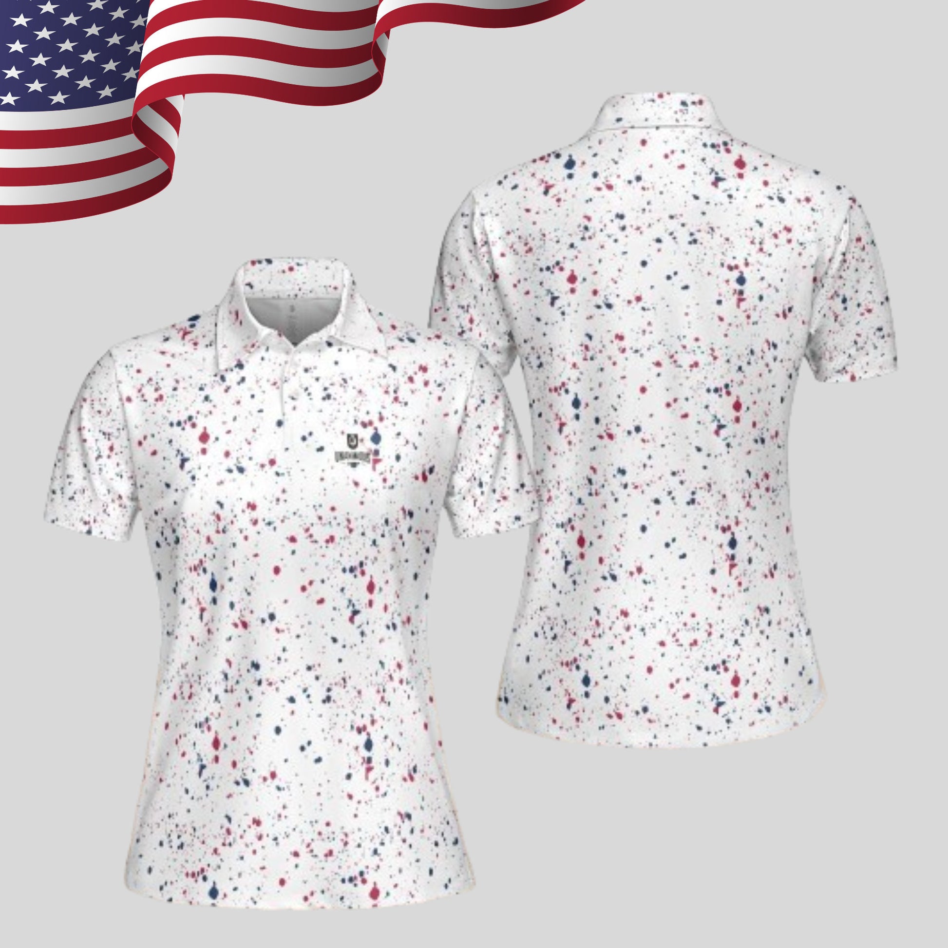 Old Glory Paint Splatter Golf Polo For Women