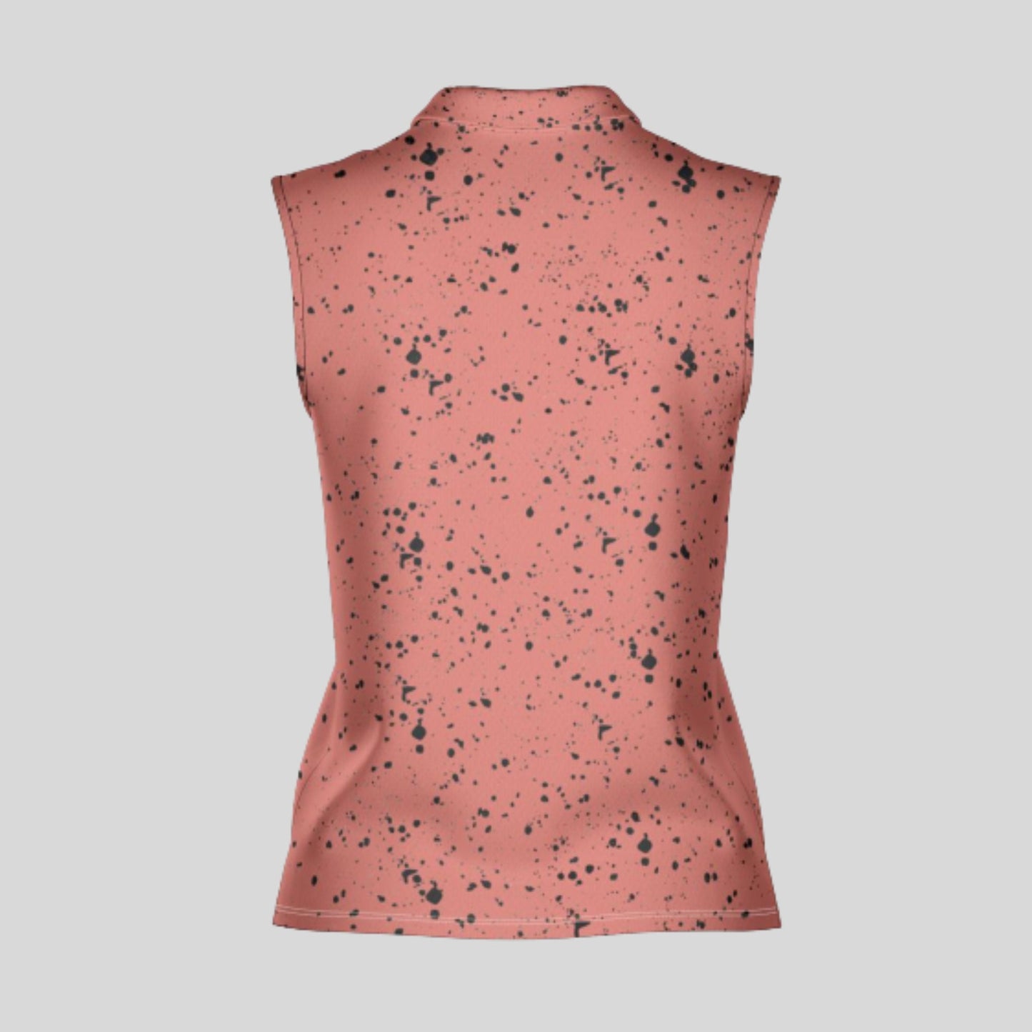 Salmon/Black Paint Splatter Sleeveless golf polo for Women