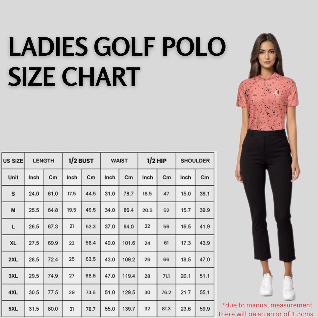 Salmon/Black Paint Splatter golf polo shirt for women