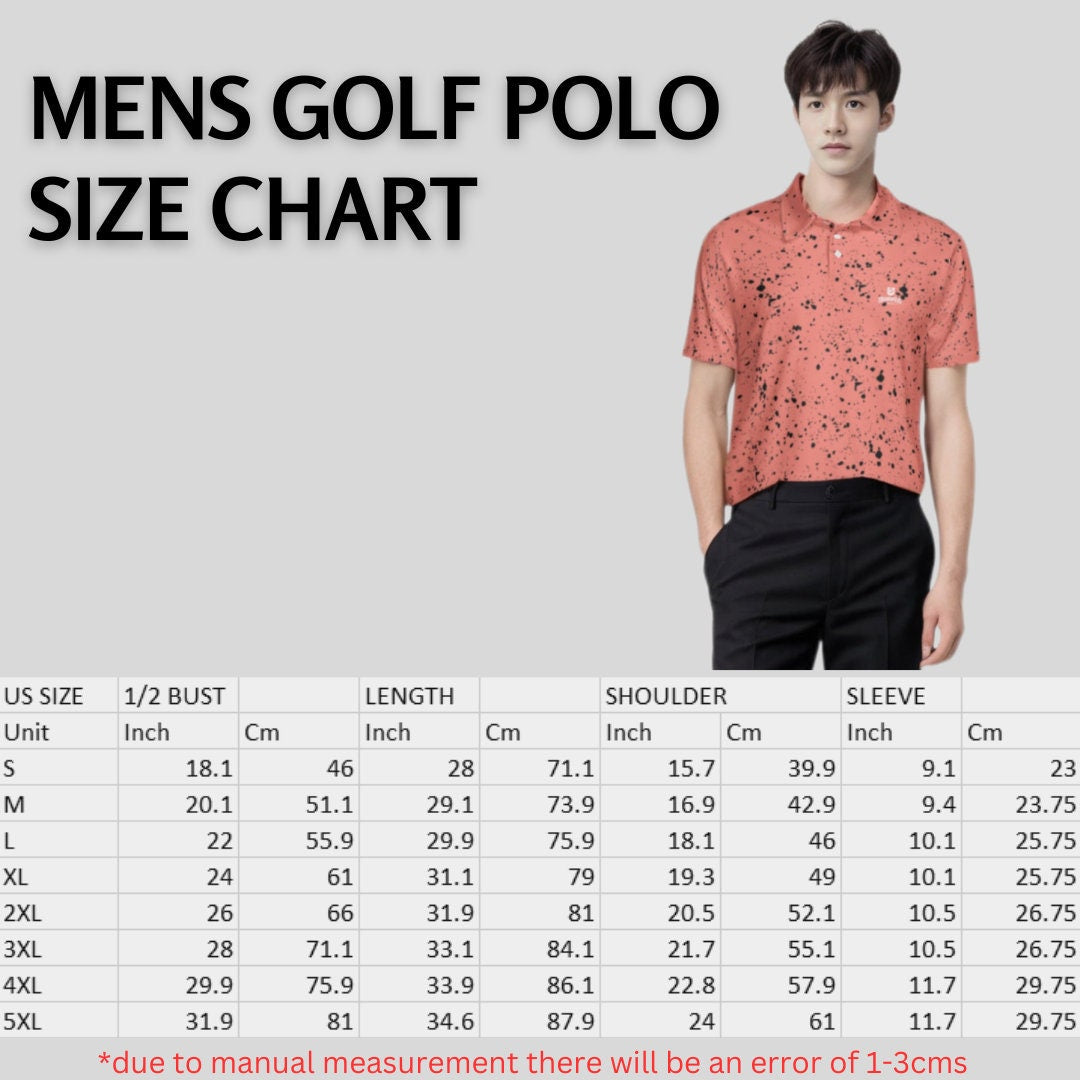 Salmon/black Paint splatter golf polo shirt for men