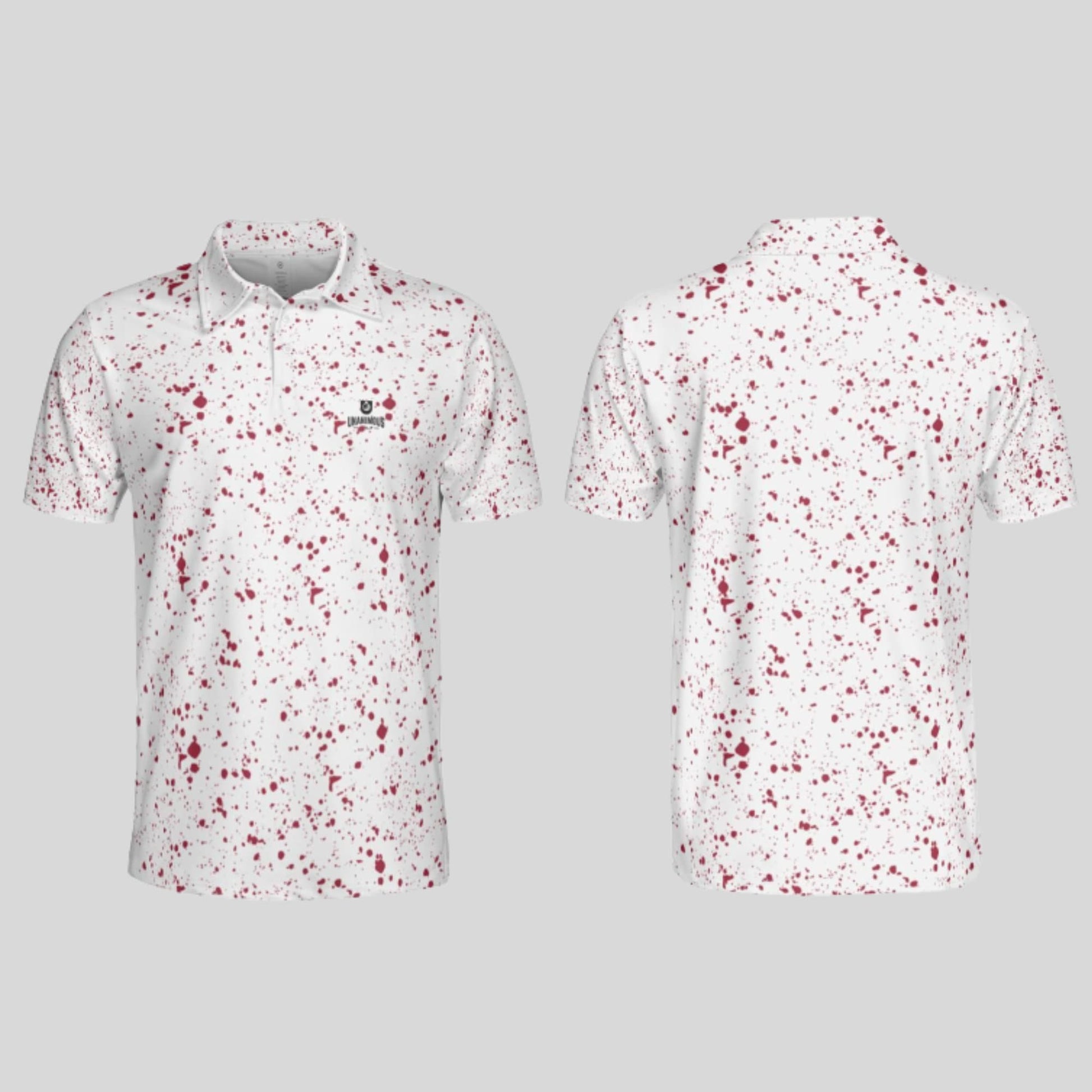 crimson paint splatter golf polo for men