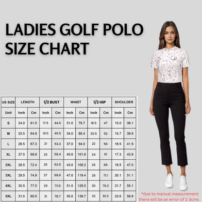 Crimson Paint Splatter golf polo shirt for women