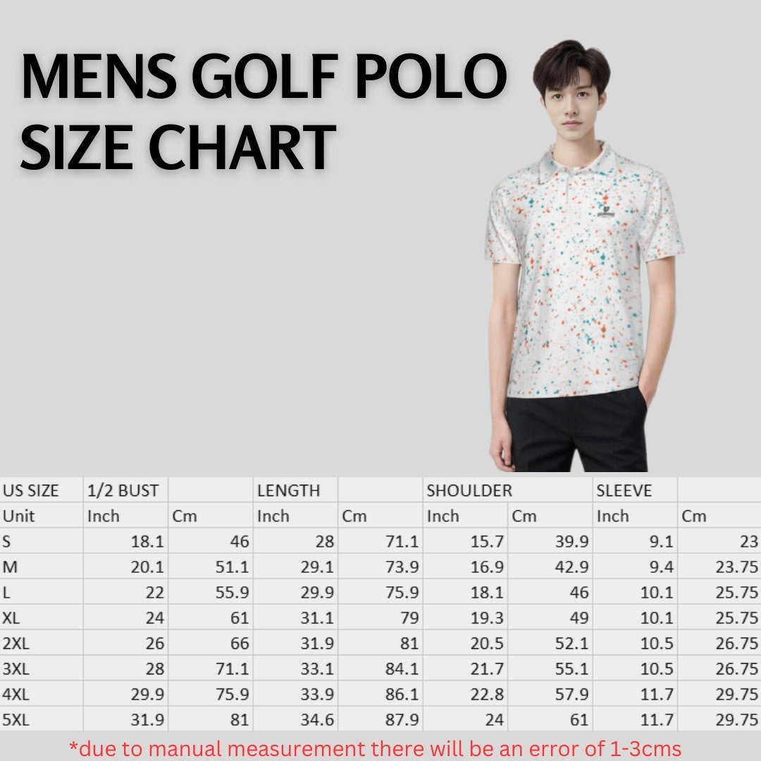 Aqua-orange paint splatter golf polo shirt for men