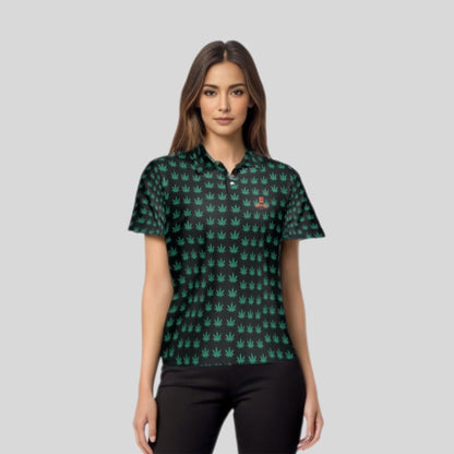 Cannabis ladies golf polo shirt